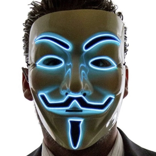 Anonymous maske med blåt lys